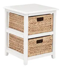 OSP Home Furnishings - Seabrook Two-Tier Storage Unit with Natural Baskets - White