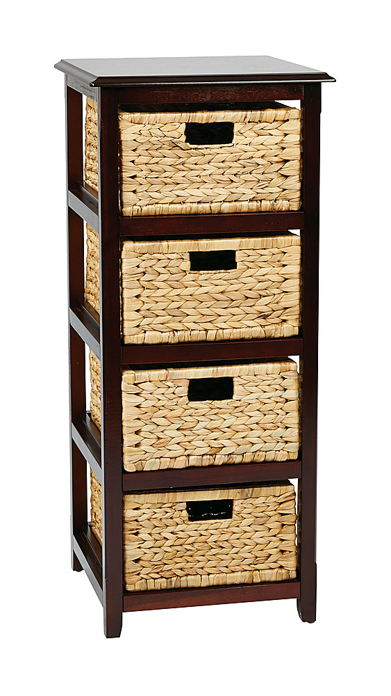 OSP Home Furnishings - Seabrook Four-Tier Storage Unit With Espresso Finish and Natural Baskets - Espresso
