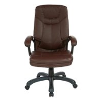 Office Star Products - Executive Faux Leather High Back Chair with Contrast Stitching - Chocolate - Front_Zoom