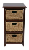 OSP Home Furnishings - Seabrook Three-Tier Storage Unit With Espresso Finish and Natural Baskets - Espresso - Front_Zoom