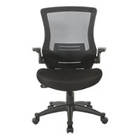 Office Star Products - Screen Back Manager's Chair in Mesh Seat with PU Padded Flip Arms with Silver Accents - Black - Front_Zoom