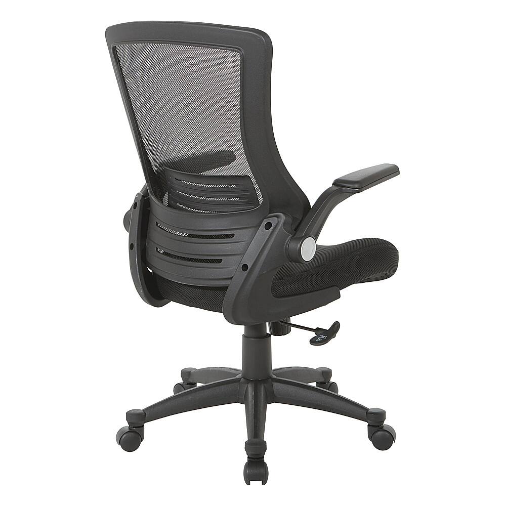 Alt View 11. Office Star Products - Screen Back Manager's Chair in Black Mesh Seat with PU Padded Flip Arms with Silver Accents - Black.