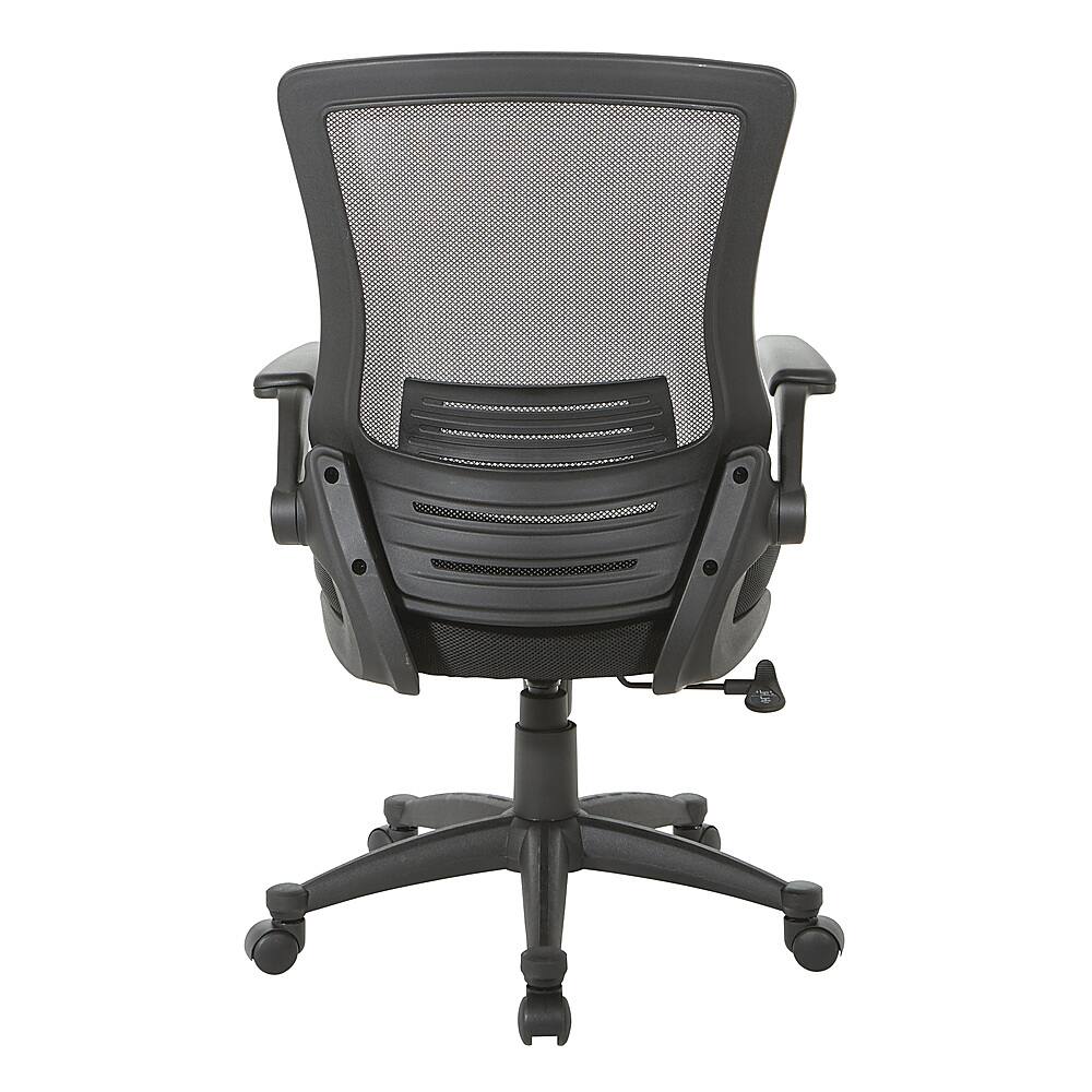 Alt View 12. Office Star Products - Screen Back Manager's Chair in Black Mesh Seat with PU Padded Flip Arms with Silver Accents - Black.