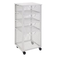 OSP Home Furnishings - Clinton 4 Drawer Metal Rolling Cart in White Finish - White - Front_Zoom