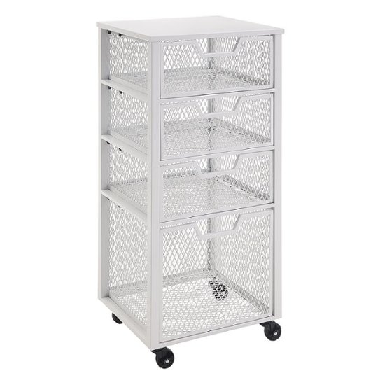 Osp Home Furnishings Clinton 4 Drawer, Metal Rolling Carts With Shelves