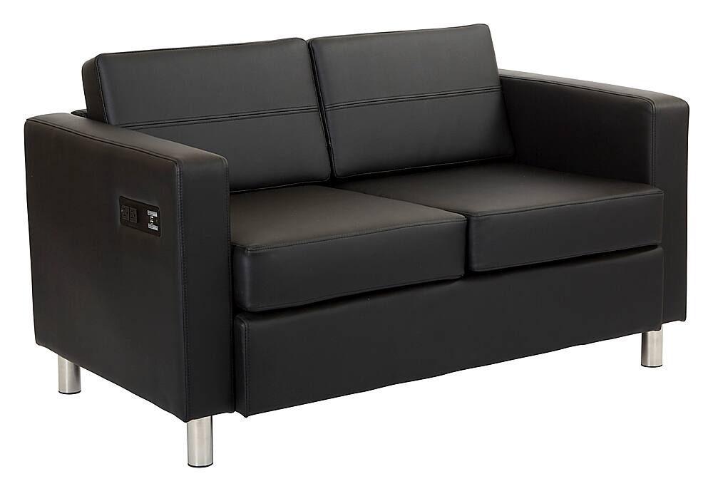 Angle View: OSP Home Furnishings - Atlantic Loveseat with Dual Charging Station in Dillon Fabric K/D - Black