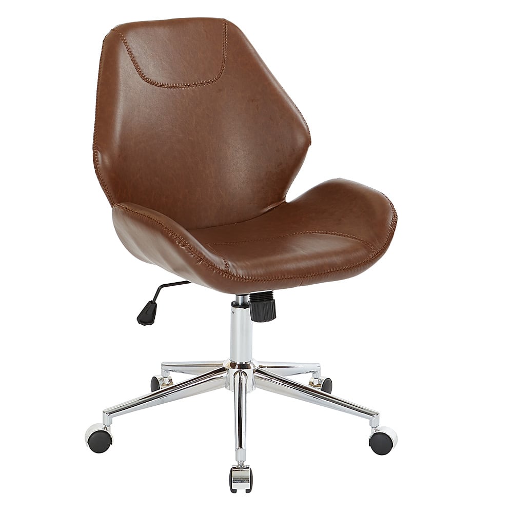 Angle View: OSP Home Furnishings - Chatsworth Office Chair in Faux Leather with Chrome Base - Saddle