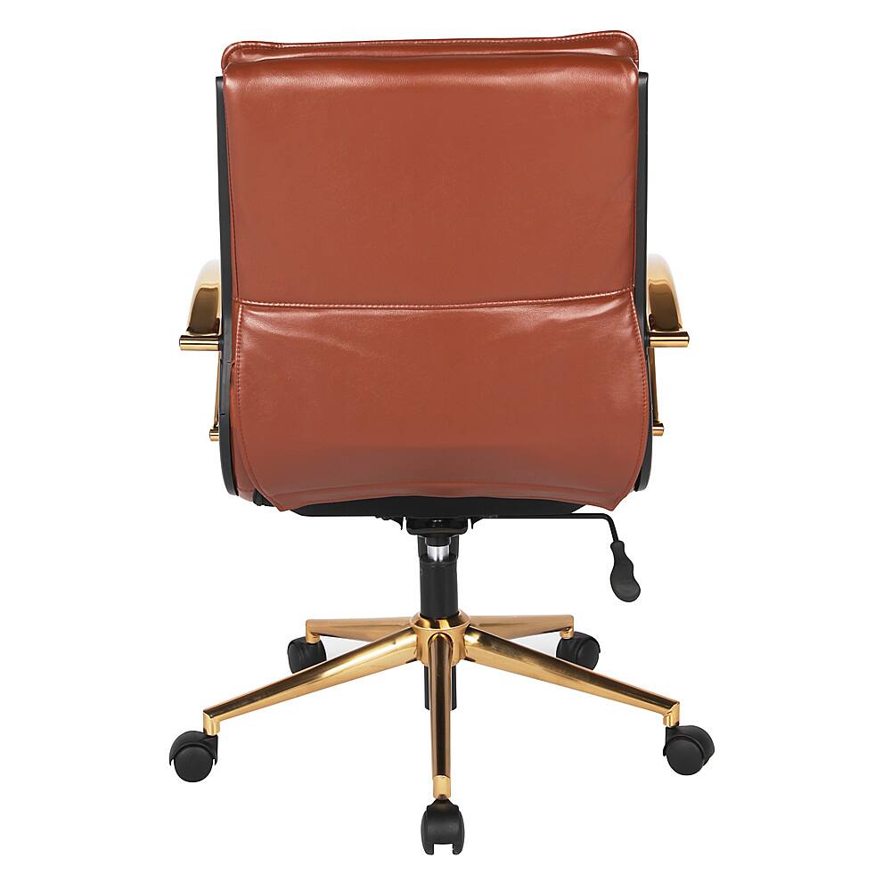 Alt View 12. OSP Home Furnishings - Mid-Back Faux Leather Chair with Gold Finish in Saddle Faux Leather - Saddle.