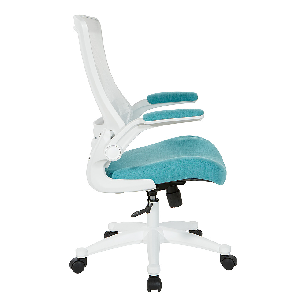 Left View: Office Star Products - White Screen Back Manager's Chair - Linen Turquoise