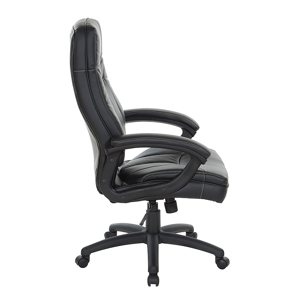 Left View: Office Star Products - Executive Faux Leather High Back Chair with Contrast Stitching - Black