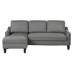 OSP Home Furnishings - Lester Sofa with Chaise and Twin Sleeper in fabric with Black legs - Grey - Front_Zoom