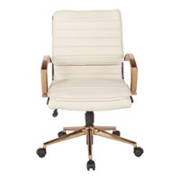 OSP Home Furnishings - Mid-Back Faux Leather Chair with Gold Finish in Faux Leather - Cream - Front_Zoom