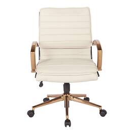 OSP Home Furnishings - Mid-Back Faux Leather Chair with Gold Finish Faux Leather - Cream