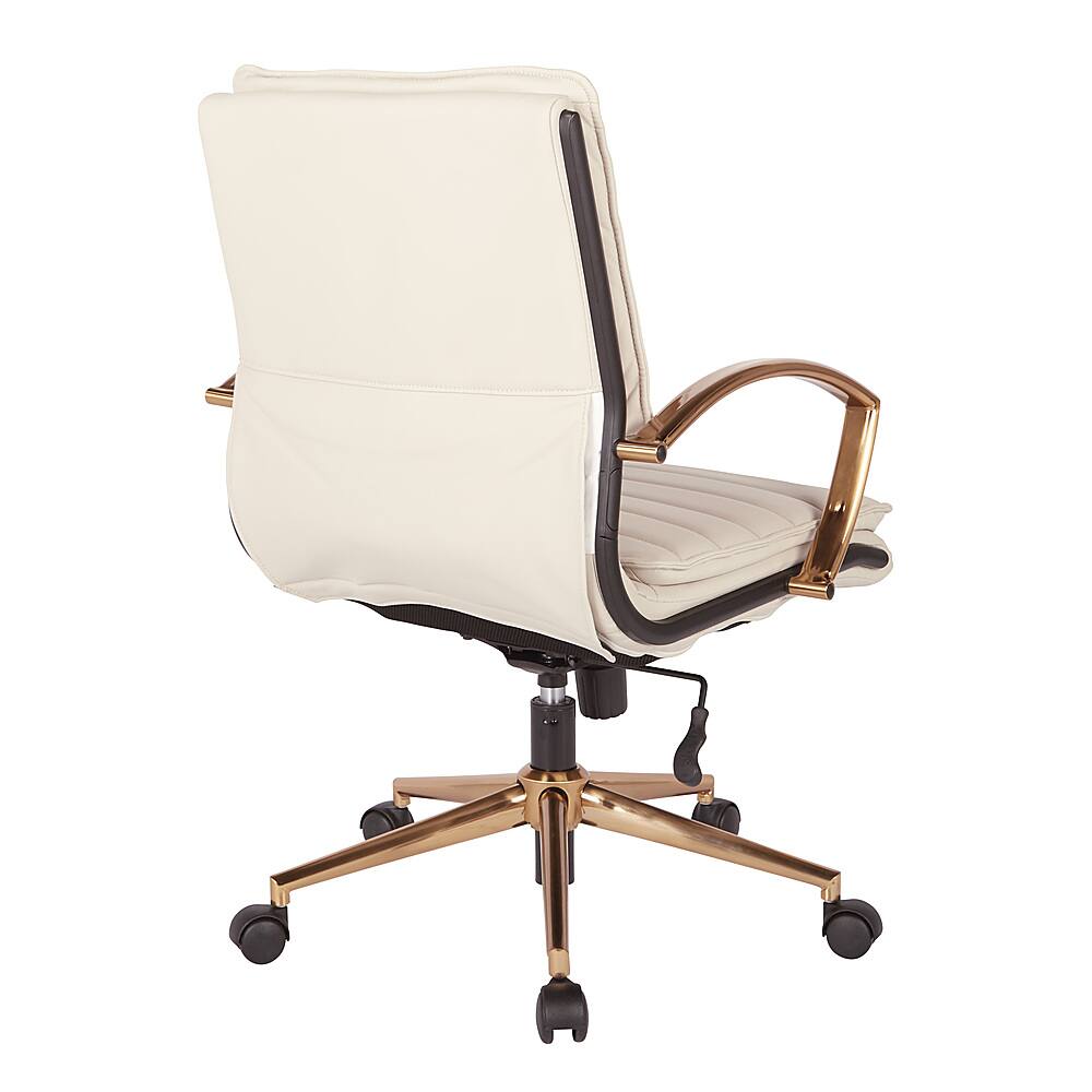 Alt View 11. OSP Home Furnishings - Mid-Back Faux Leather Chair with Gold Finish in Cream Faux Leather - Cream.