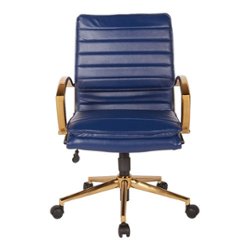 OSP Home Furnishings - Mid-Back Faux Leather Chair with Gold Finish in Faux Leather - Navy - Front_Zoom