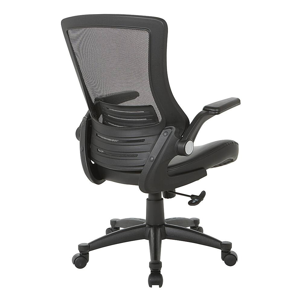Alt View 11. Office Star Products - Screen Back Manager's Chair in Black Faux Leather Seat with PU Padded Flip Arms with Silver Accents - Black.