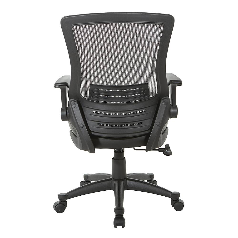 Alt View 12. Office Star Products - Screen Back Manager's Chair in Black Faux Leather Seat with PU Padded Flip Arms with Silver Accents - Black.