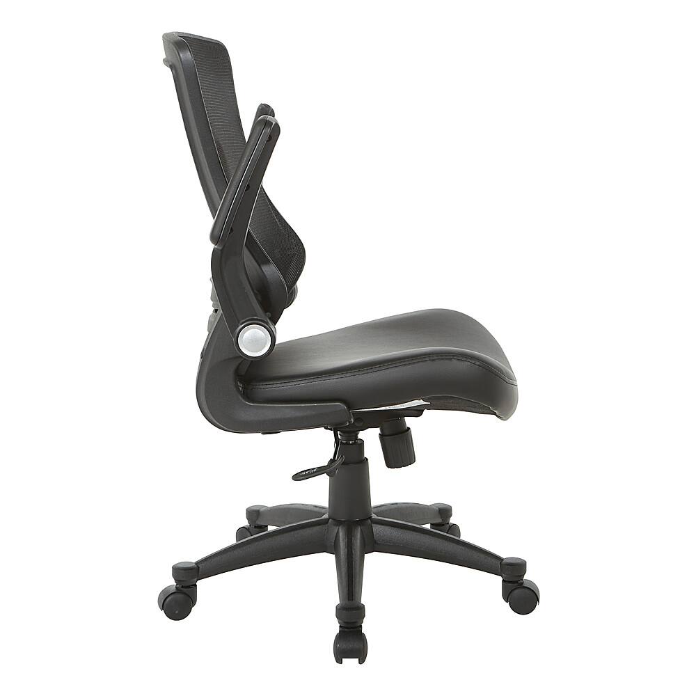 Alt View 13. Office Star Products - Screen Back Manager's Chair in Black Faux Leather Seat with PU Padded Flip Arms with Silver Accents - Black.