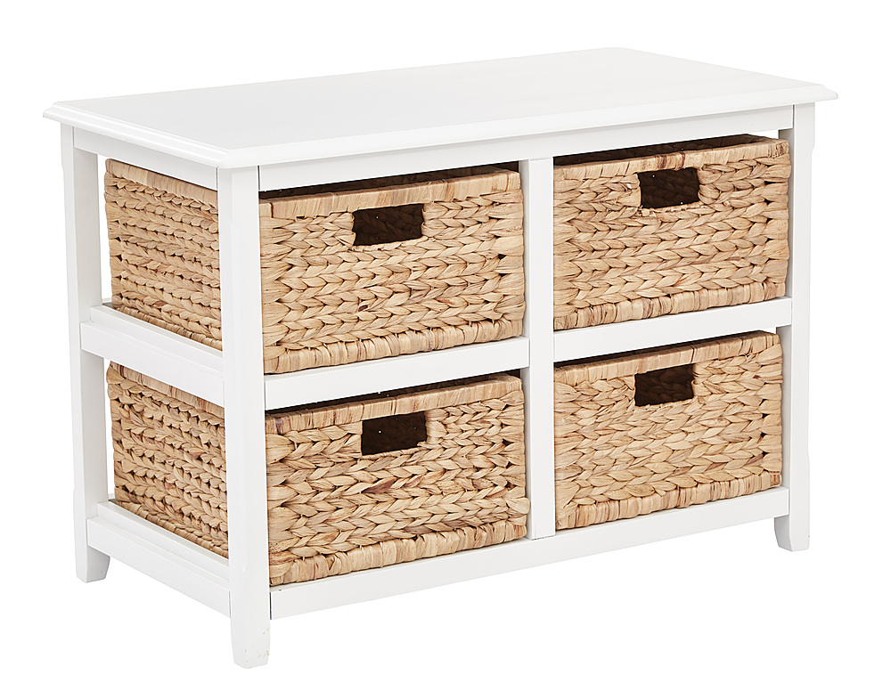 OSP Home Furnishings - Seabrook Two-Tier Storage Unit With White Finish and Natural Baskets - White