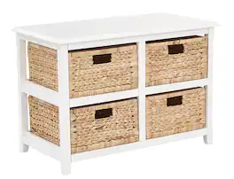 OSP Home Furnishings - Seabrook Two-Tier Storage Unit with Natural Baskets - White