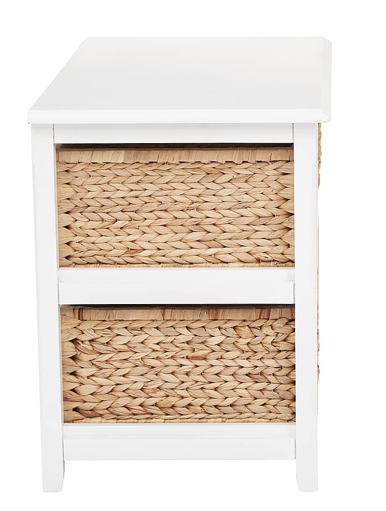 OSP Home Furnishings – Seabrook Two-Tier Storage Unit with Natural Baskets – White Sansujyuku sansujyuku.com