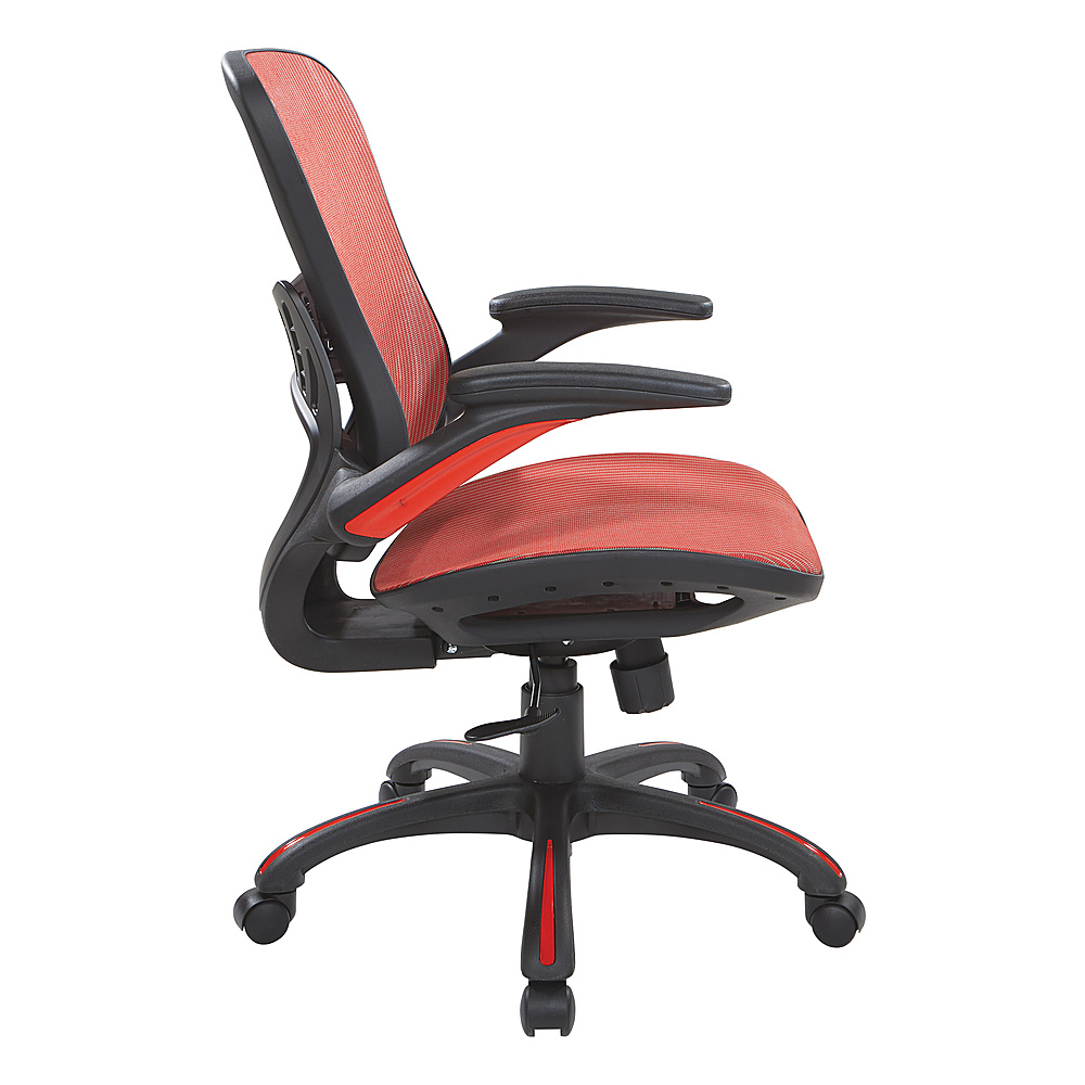 Left View: Office Star Products - Mesh Seat and Back Manager’s Chair in Mesh - Red
