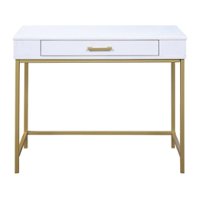OSP Home Furnishings - Modern Life Desk in Finish With Gold Metal Legs - White - Front_Zoom