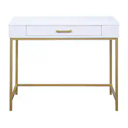 OSP Home Furnishings - Modern Life Desk Finish With Gold Metal Legs - White