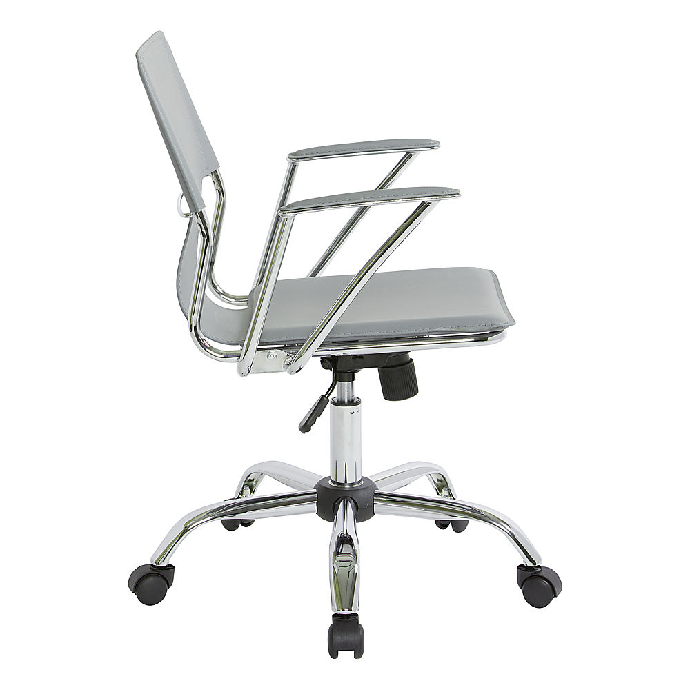 Left View: OSP Home Furnishings - Dorado Office Chair in Vinyl and Chrome Finish - Grey