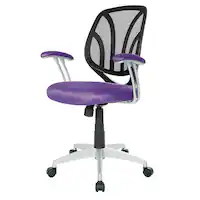 OSP Home Furnishings - Screen Back Chair with Mesh Fabric and Silver Coated Arms and Base - Purple - Front_Zoom