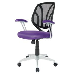 OSP Home Furnishings - Screen Back Chair with Mesh Fabric and Silver Coated Arms and Base - Purple - Front_Zoom