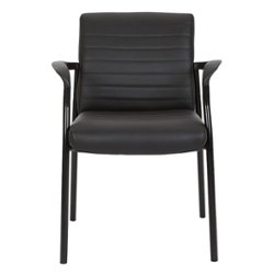 Office Star Products - Guest Chair in Faux Leather with Black Frame - Black - Front_Zoom