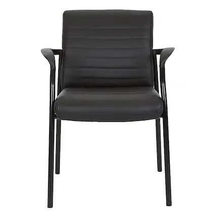 Front. Office Star Products - Guest Chair - Black Frame/Black Faux Leather.