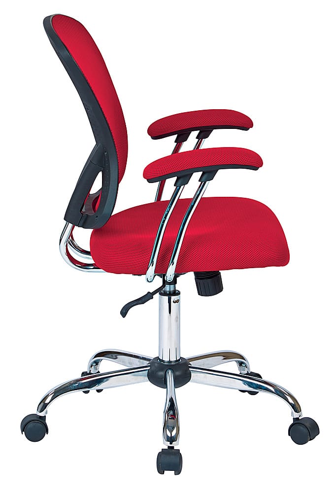 Left View: OSP Home Furnishings - Juliana Task Chair with Mesh Fabric Seat - Red