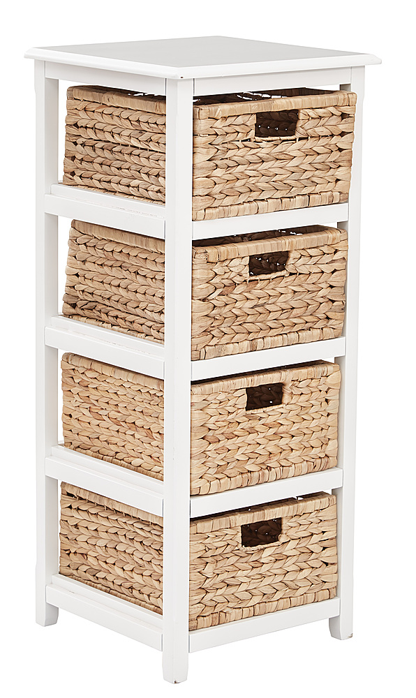 OSP Home Furnishings - Seabrook Four-Tier Storage Unit With White Finish and Natural Baskets - White