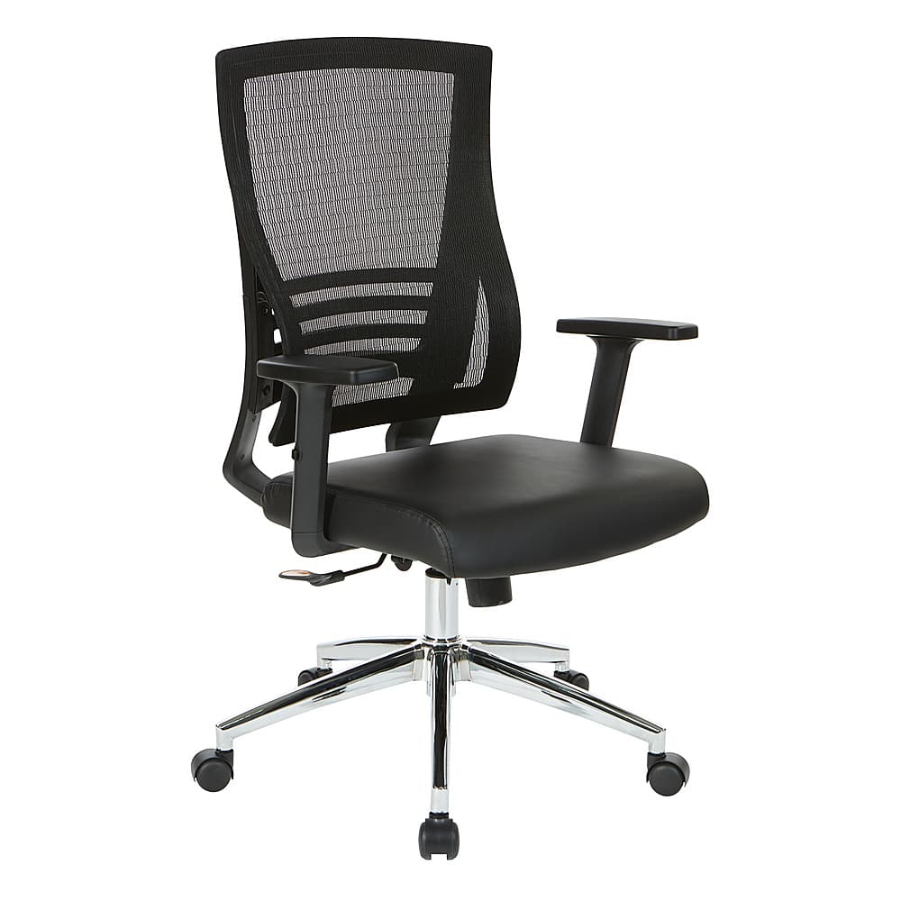 Angle View: Office Star Products - Frame Chair with Chrome Base with Black Bonded Leather Seat - Black