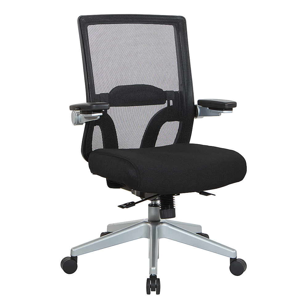 Angle View: Office Star Products - Manager's Chair with Breathable Mesh Back and Fabric Seat with a Silver Base. - Black