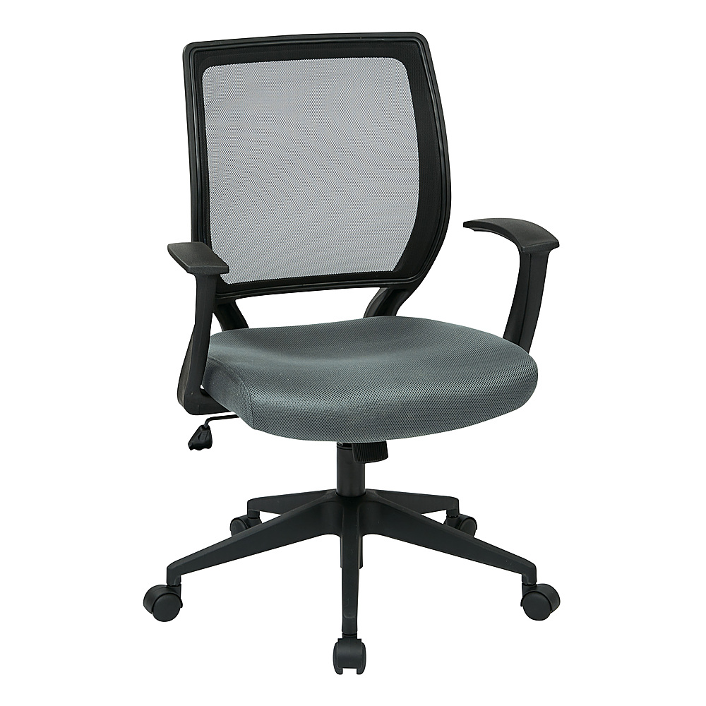 Angle View: Office Star Products - Screen Back Task Chair with "T" Arms in Fun Colors fabric - Grey