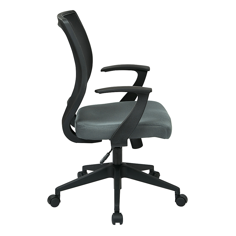 Left View: Office Star Products - Screen Back Task Chair with "T" Arms in Fun Colors fabric - Grey