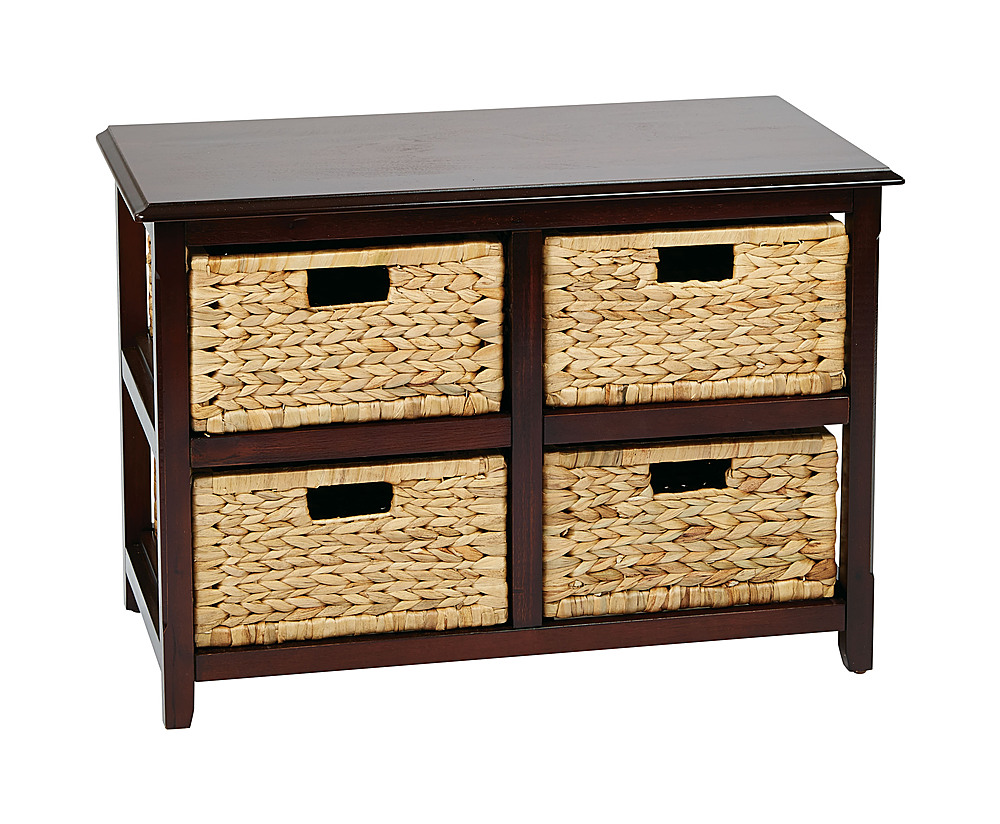 OSP Home Furnishings - Seabrook Two-Tier Storage Unit with Natural Baskets - Espresso