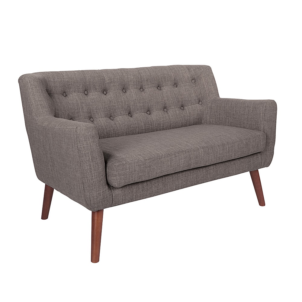 Angle. OSP Home Furnishings - Mill Lane Loveseat in Cement Fabric with Coffee Legs - Cement.