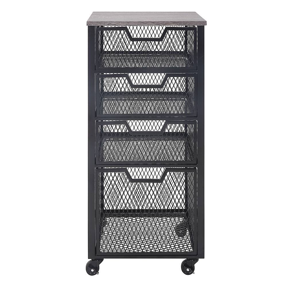 Front. OSP Home Furnishings - Jarrett 4 Drawer Rolling Cart with Walnut Top and Black Base - Black.