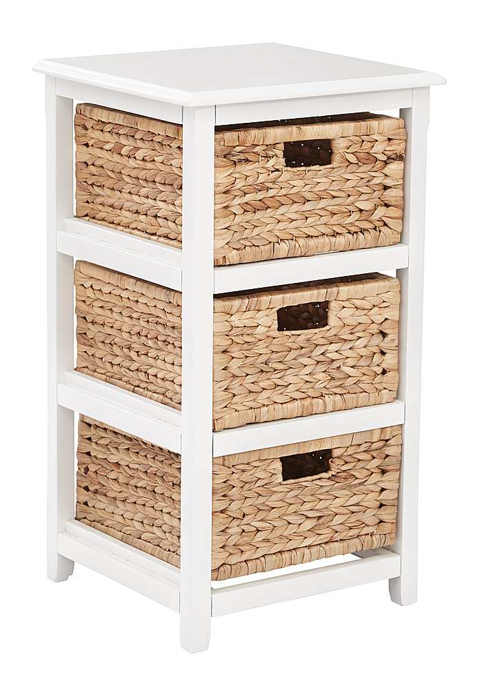 OSP Home Furnishings - Seabrook Three-Tier Storage Unit With White Finish and Natural Baskets - White