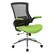 Angle. Office Star Products - Black Screen Back Manager's Chair with Green Faux Leather Seat and Padded Flip Arms with Silver Accents - Green.