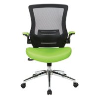 Office Star Products - Black Screen Back Manager's Chair with Faux Leather Seat and Padded Flip Arms with Silver Accents - Green - Front_Zoom