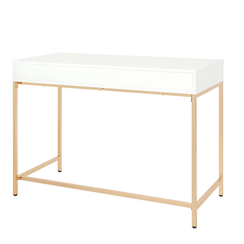 Alt View 13. OSP Home Furnishings - Alios Desk with White Gloss Finish and Rose Gold Chrome Plated Base - White/Rose Gold.