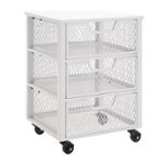 Front Zoom. OSP Home Furnishings - Clinton 3 Drawer Metal Rolling Cart in White Finish - White.