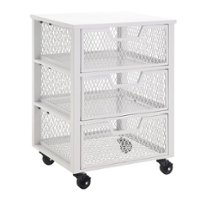 OSP Home Furnishings - Clinton 3 Drawer Metal Rolling Cart in White Finish - White - Front_Zoom