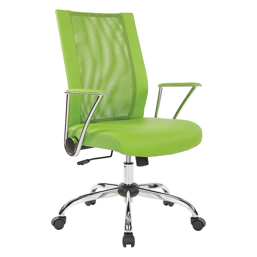 Angle View: OSP Home Furnishings - Bridgeway Office Chair with Woven Mesh and Chrome Base - Green