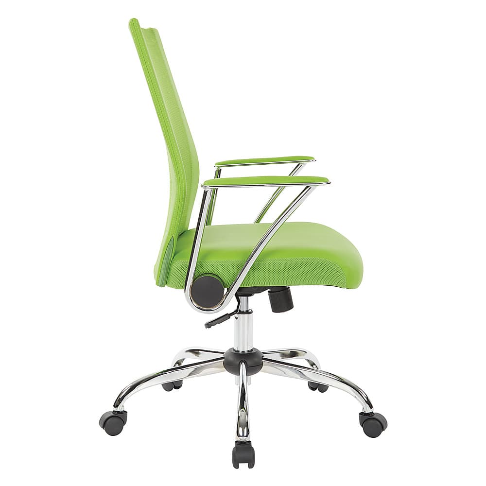 Left View: OSP Home Furnishings - Bridgeway Office Chair with Woven Mesh and Chrome Base - Green